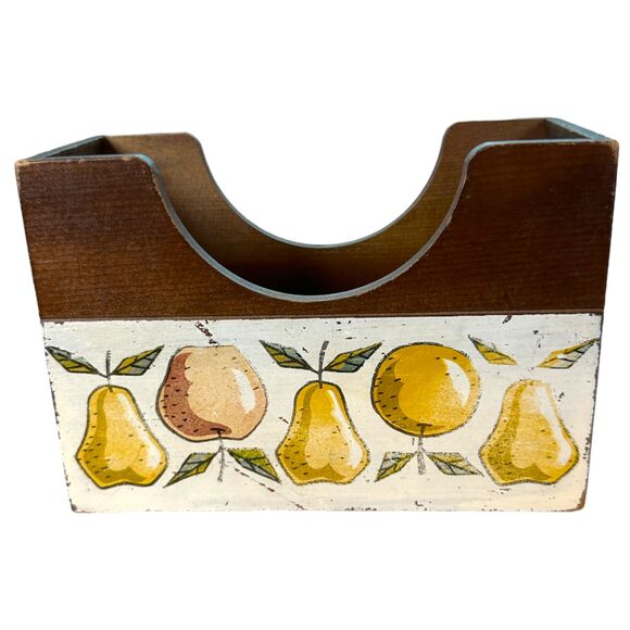 Vintage Woodcrest by Styson Apple Pear Wood Napkin Recipe Organizer Box - Picture 7 of 7
